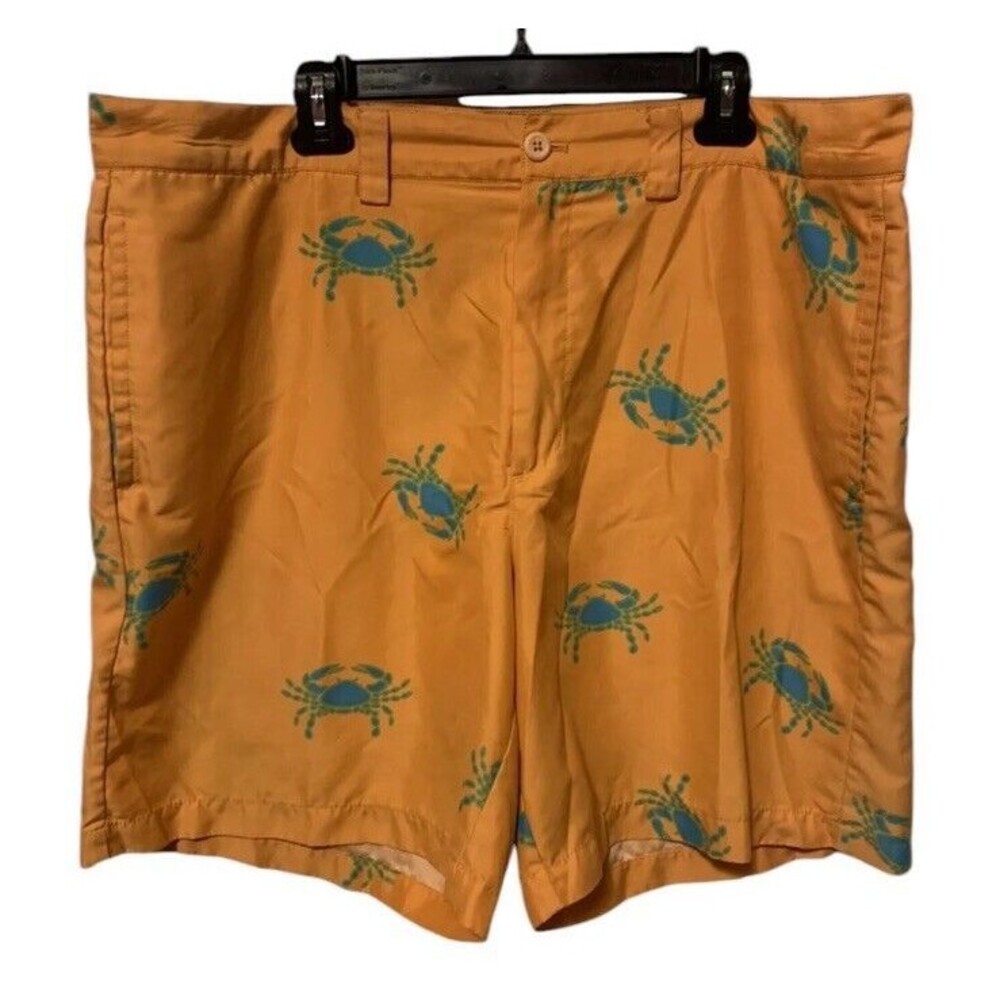 Liquid Flow Men’s 42 Orange Blue Crab Print Golf Hybrid Board Activity‎ Shorts